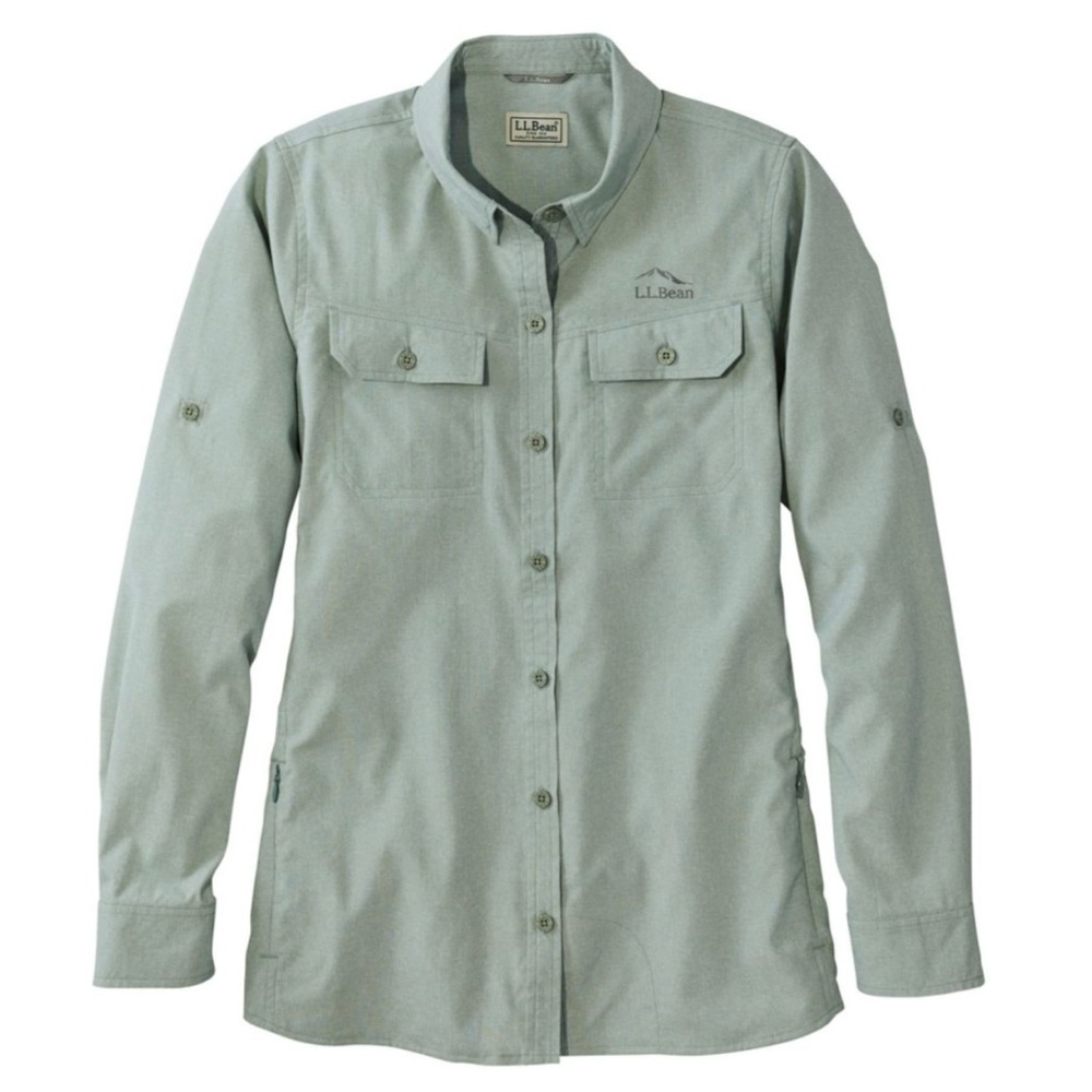 LL Bean Sage No Fly Zone Shirt Insect Repellent Shirt